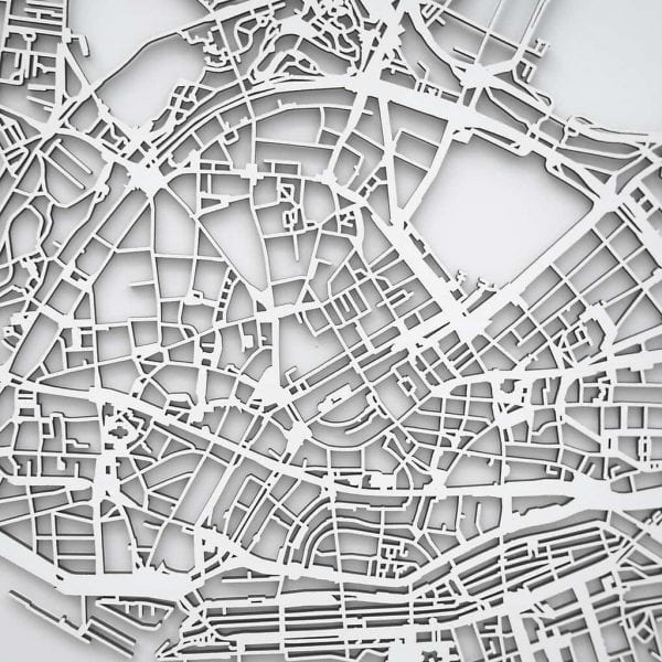 3D Stadtplan Hamburg weiß