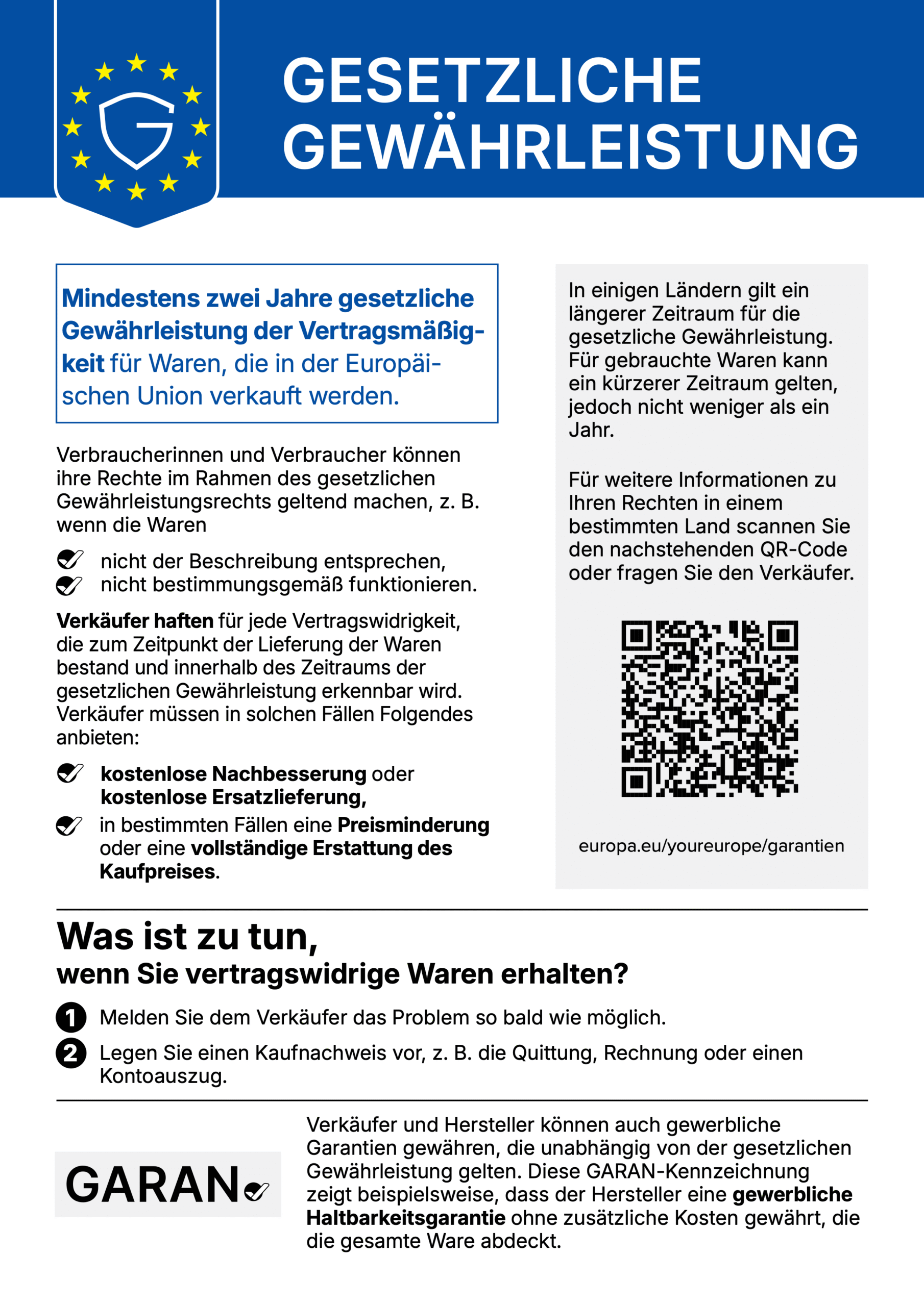 Harmonisierte Mitteilung über das gesetzliche Gewährleistungsrecht